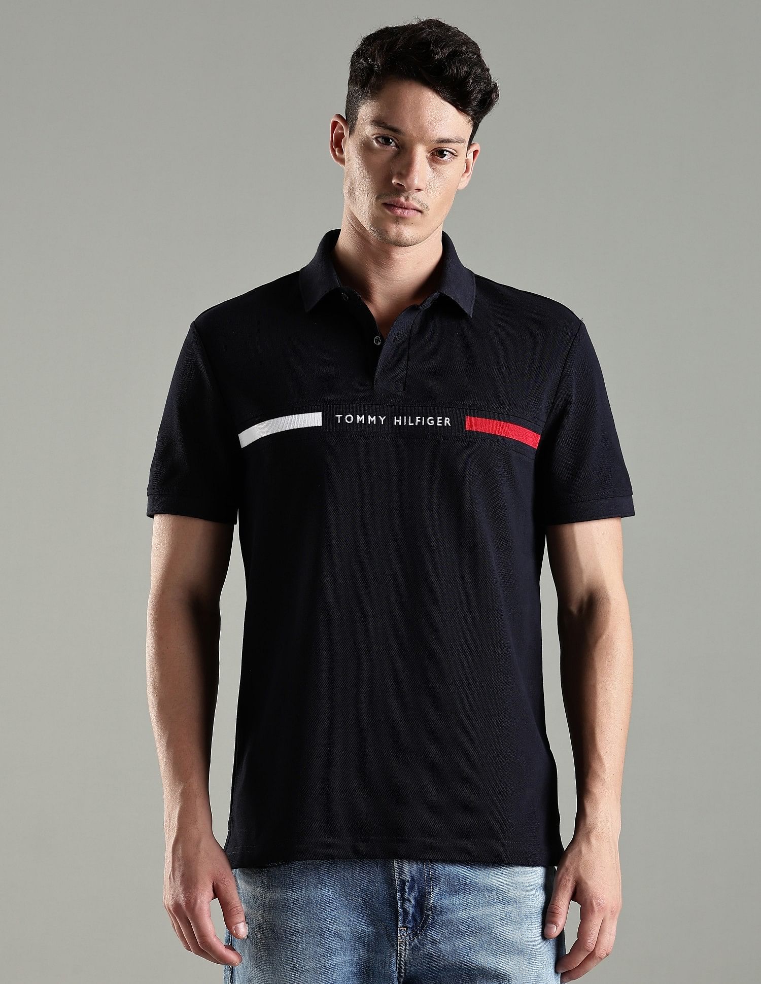 Tommy Hilfiger Embroidered Logo Regular Fit Cotton Polo T- Shirt