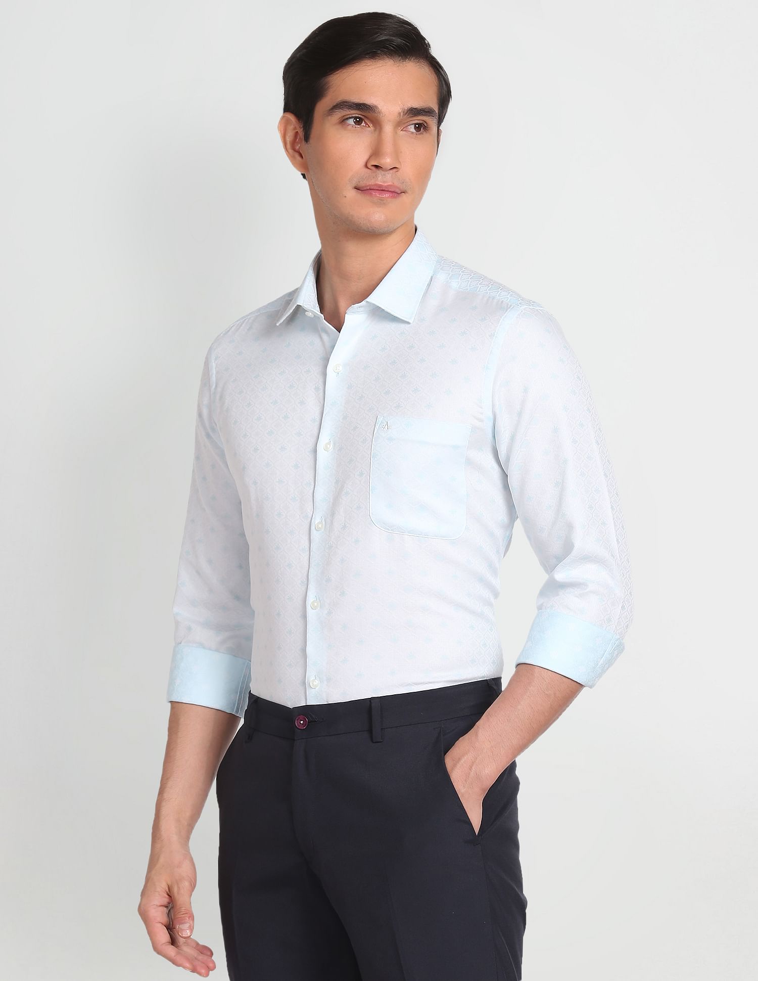 Arrow Self Design Manhattan Slim Fit Shirt