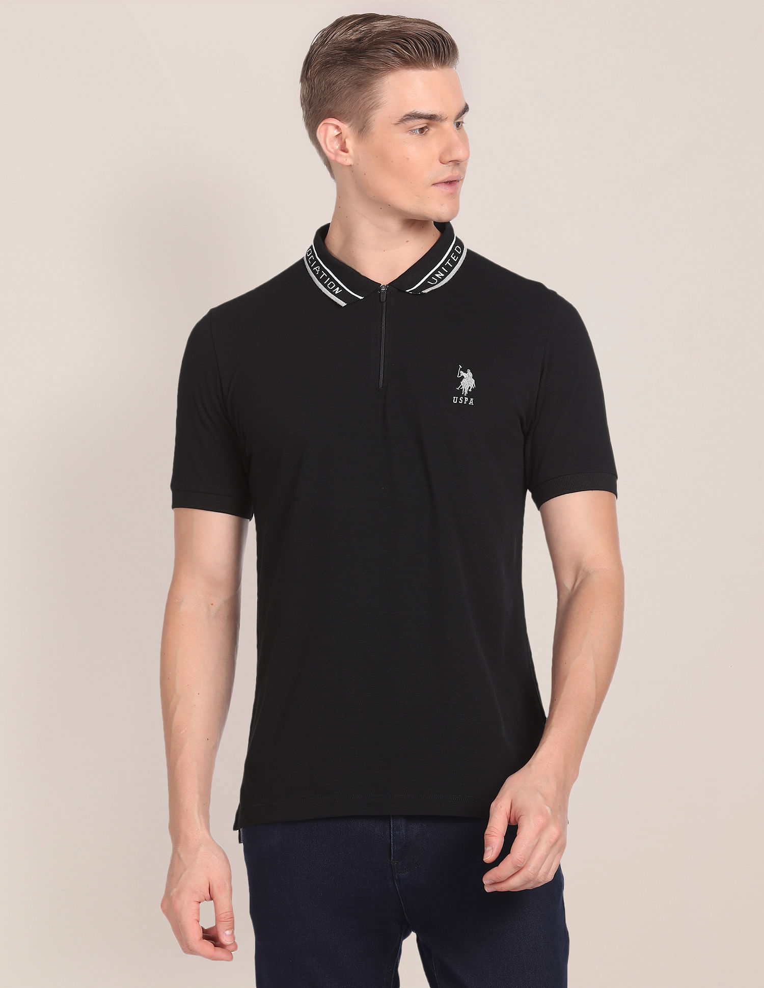 U.S. Polo Assn. Brand Collar Solid Polo Shirt