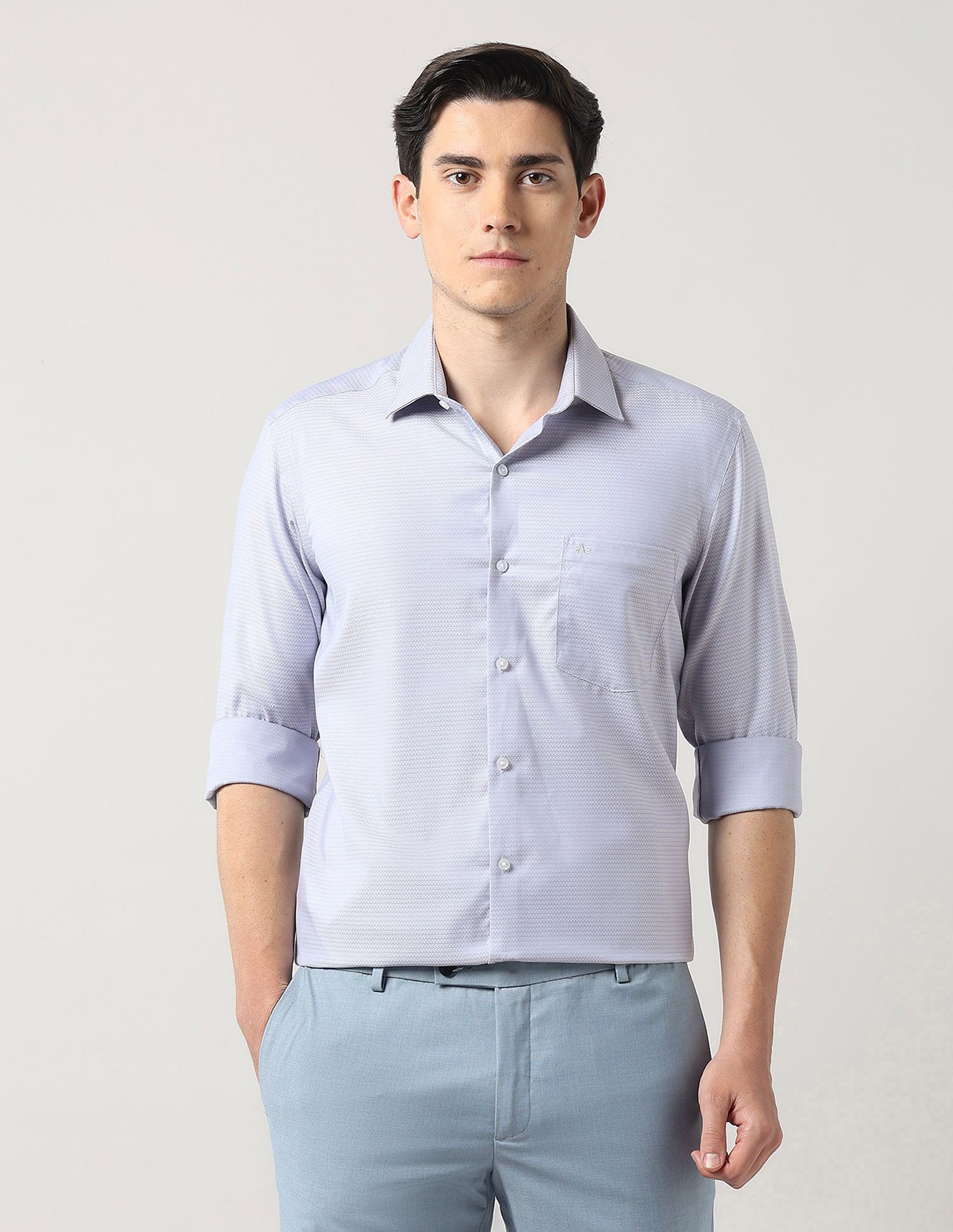 Arrow Textured Cotton Autopress Shirt