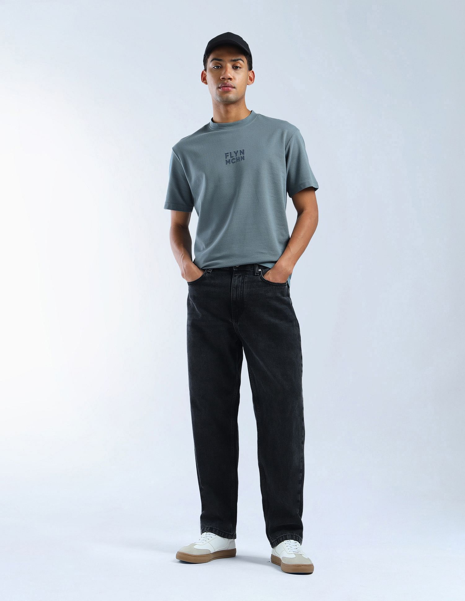 Flying Machine Textured Relaxed Fit Essentials T-Shirt