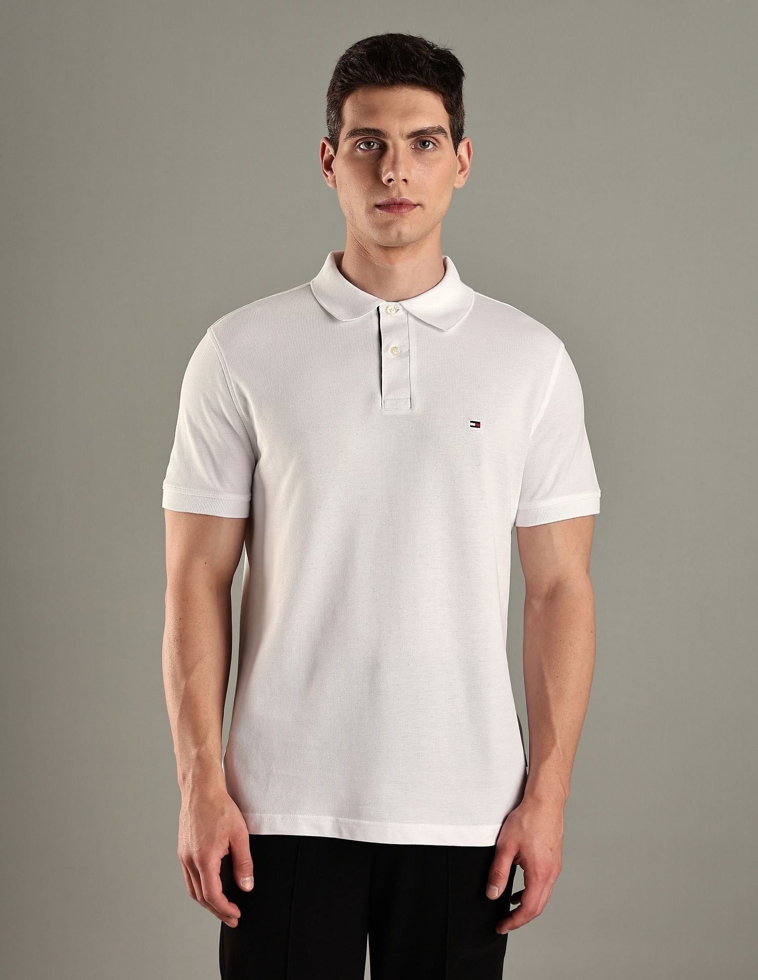 Tommy Hilfiger Solid Regular-Fit Cotton Polo T-Shirt