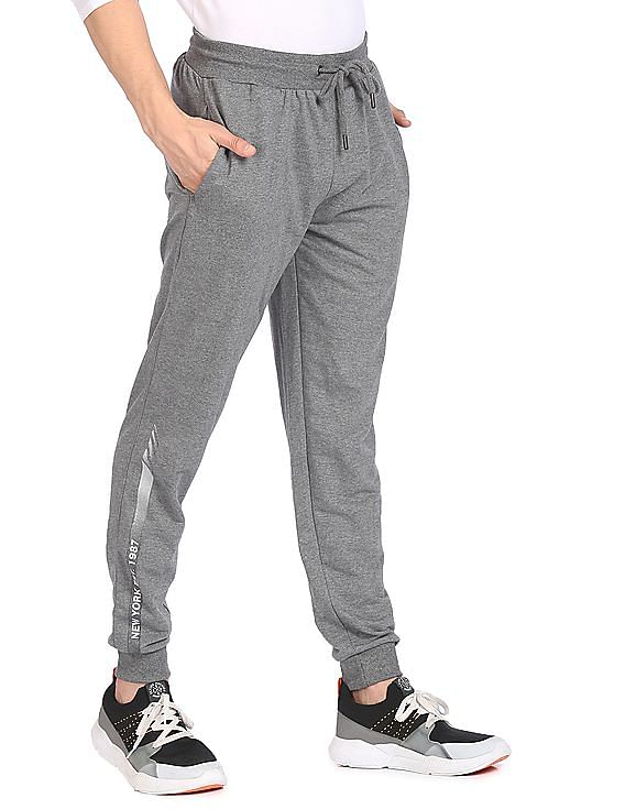 Aeropostale Men Grey Mid Rise Heathered Joggers