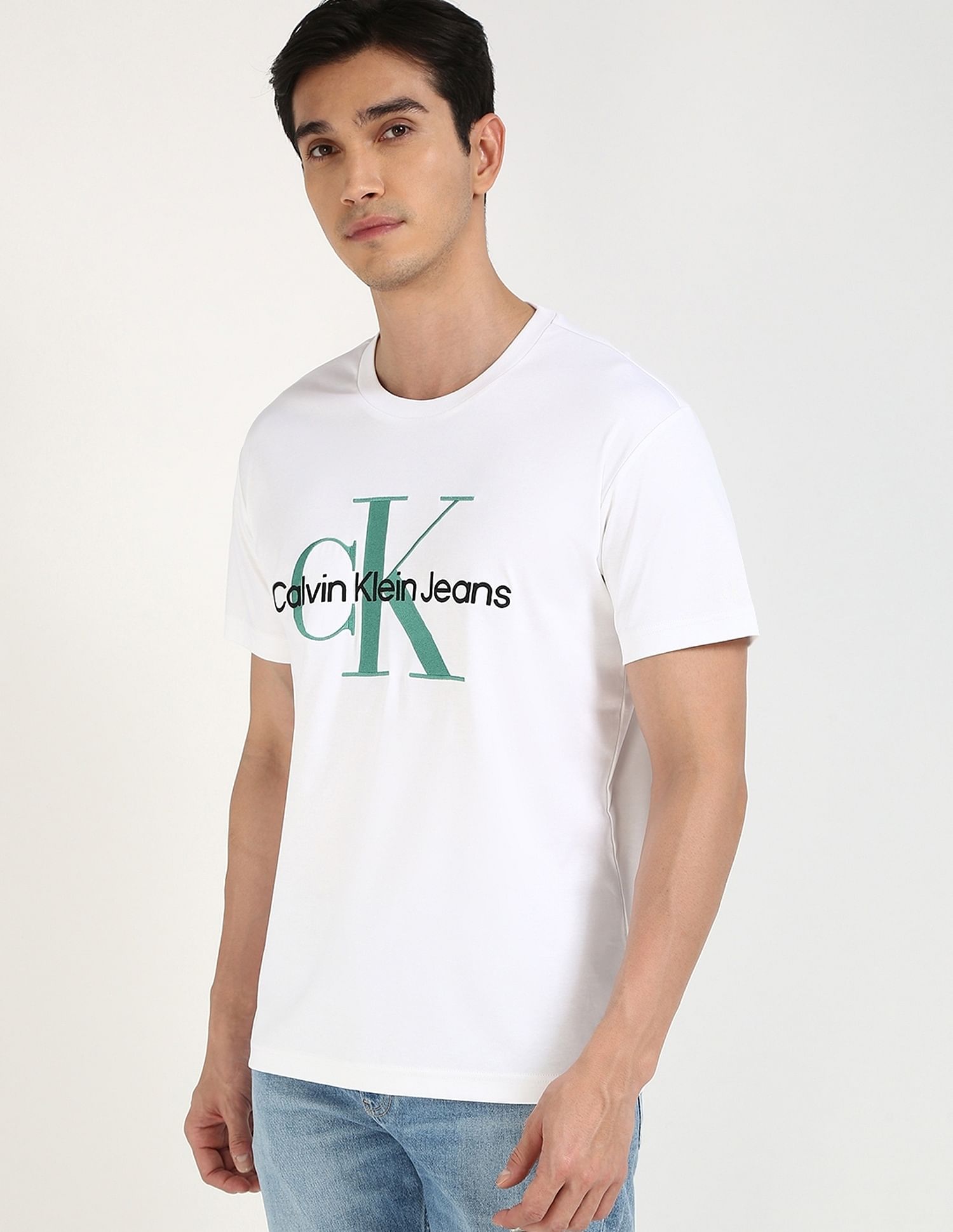 Calvin Klein Jeans Embroidered Logo Slim-Fit Cotton T Shirt