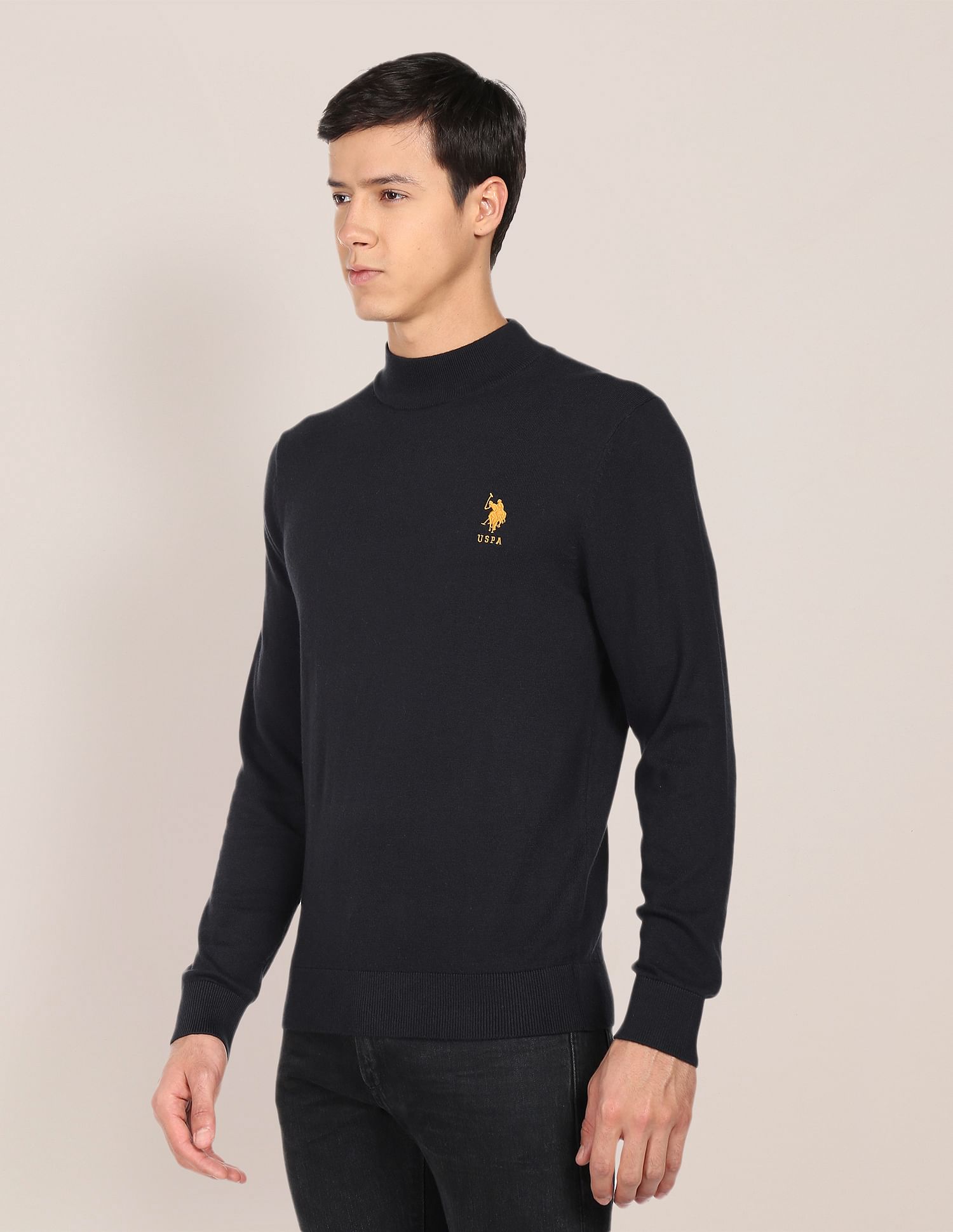 U.S. Polo Assn. Mock Neck Solid Sweater