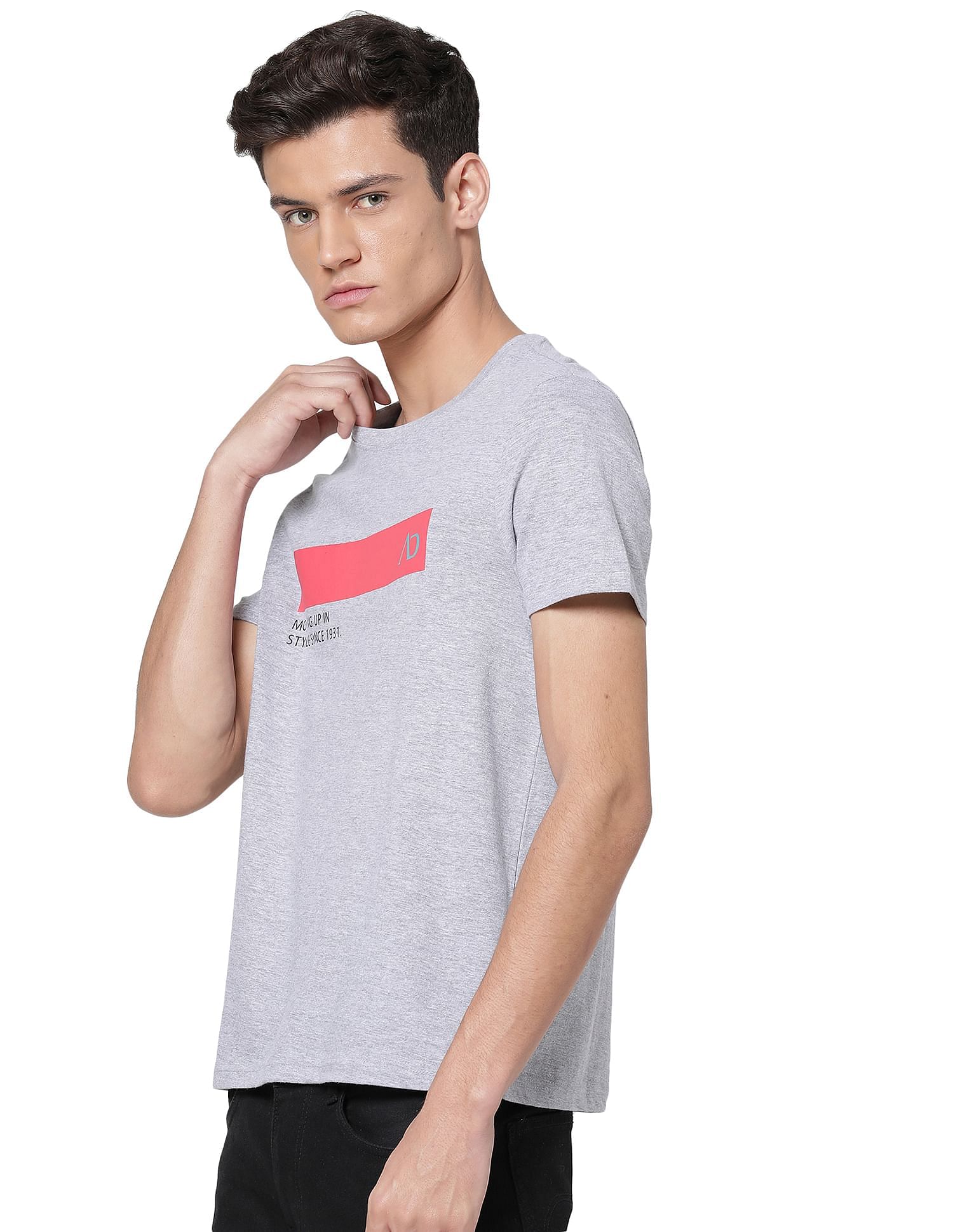 AD by Arvind Crew Neck Printed T-Shirt