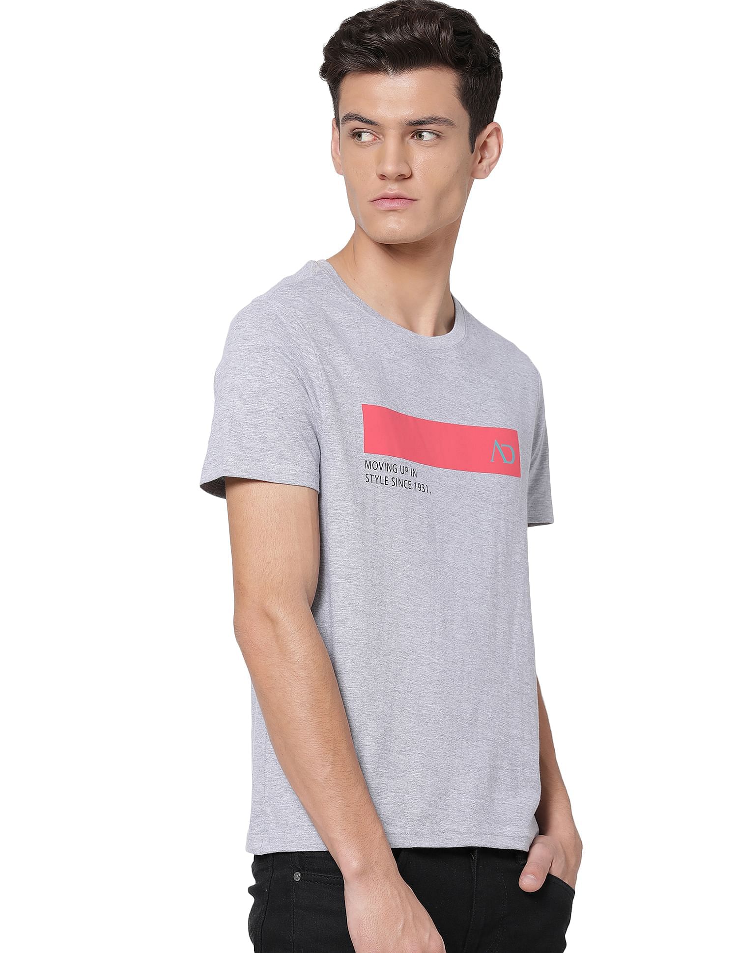 AD by Arvind Crew Neck Printed T-Shirt