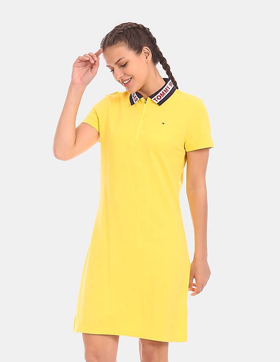 womens yellow polo dress