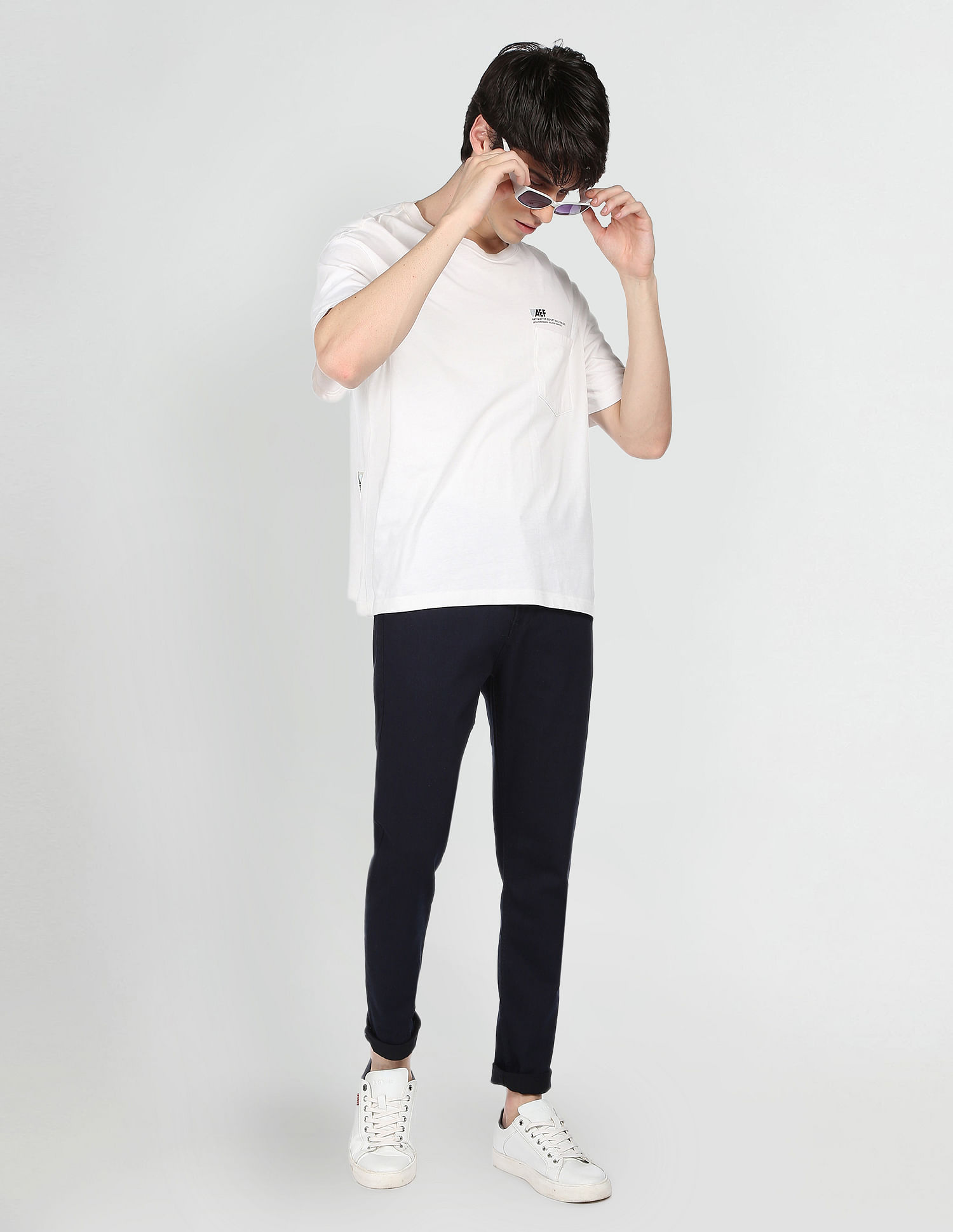 Flying Machine Stone Wash Slash Slim Tapered Fit Jeans