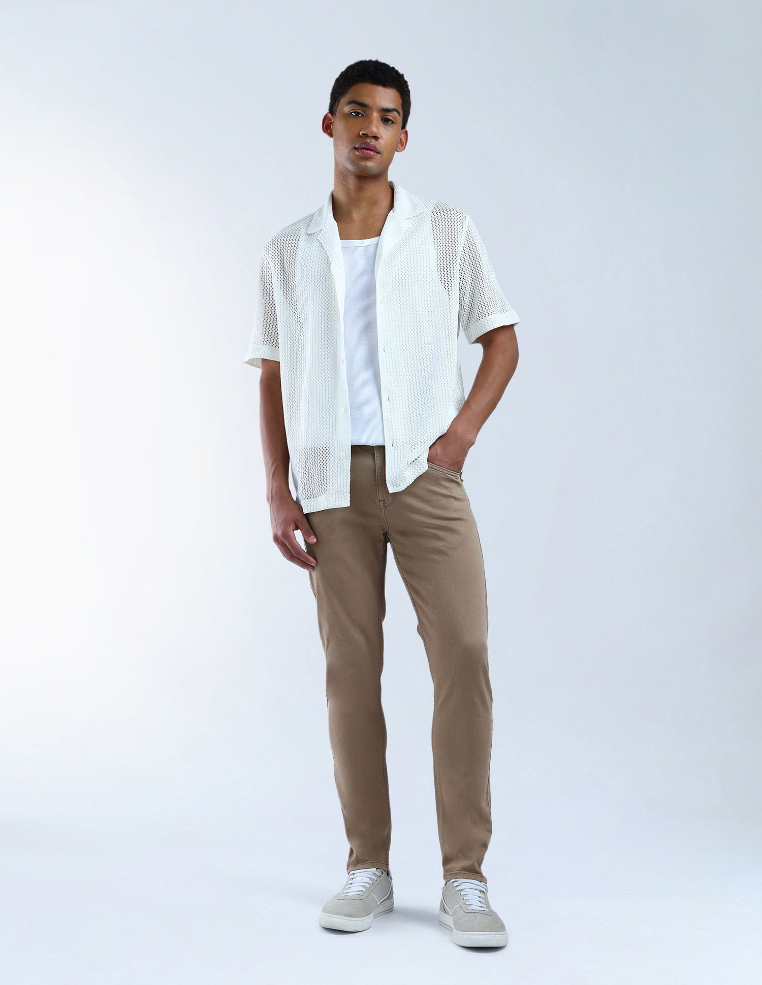 Flying Machine Slash Slim Tapered Mid Rise Jeans