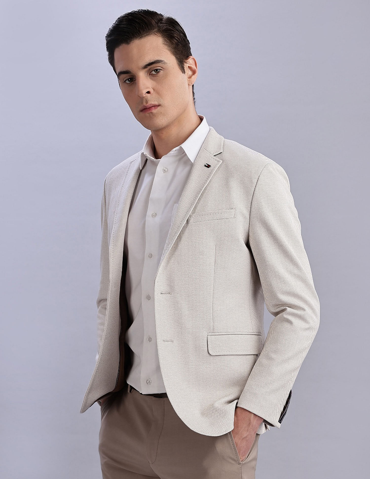 Tommy Hilfiger Checked Regular-Fit Polyester Single Breasted Blazer