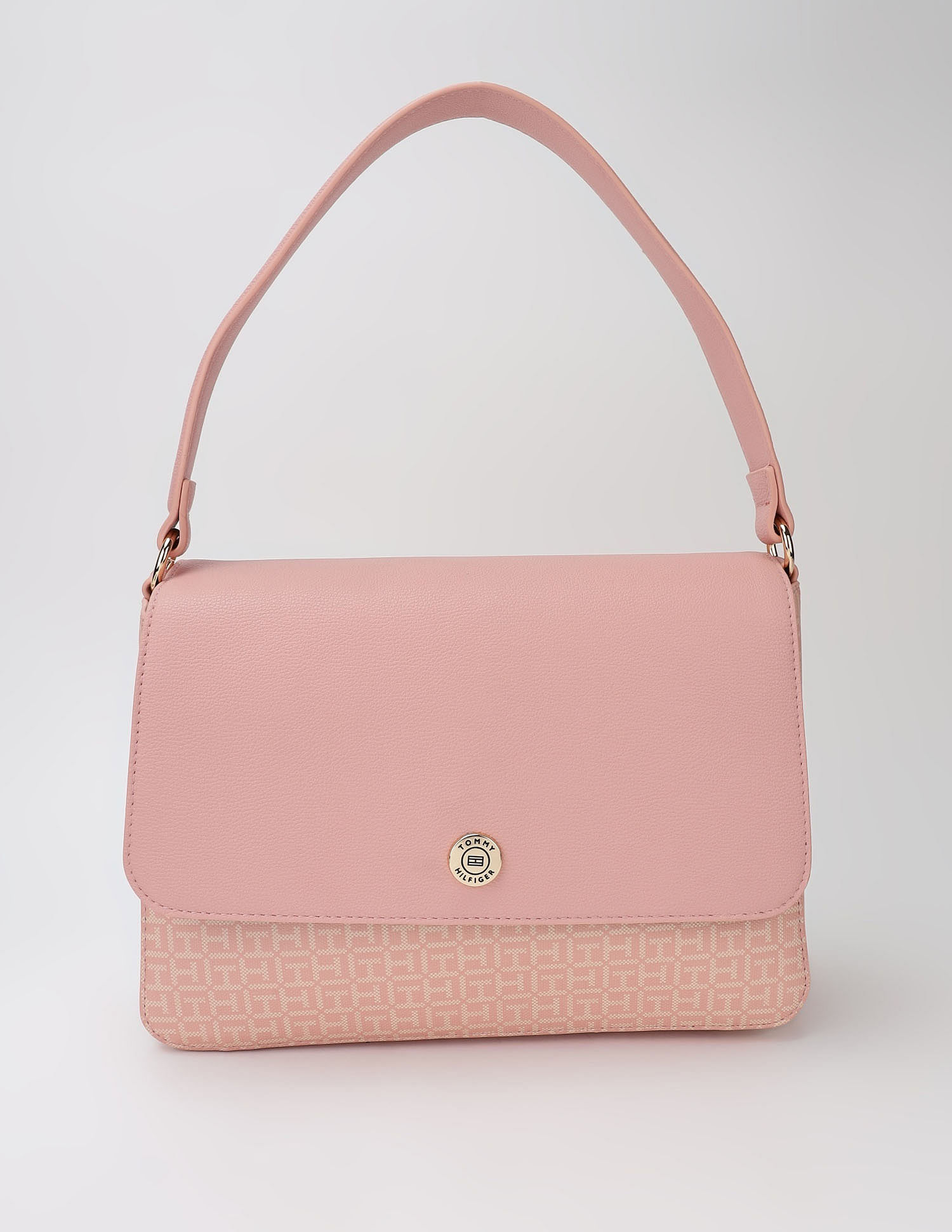 Tommy Hilfiger Logo Beige Pvc Hand Bag
