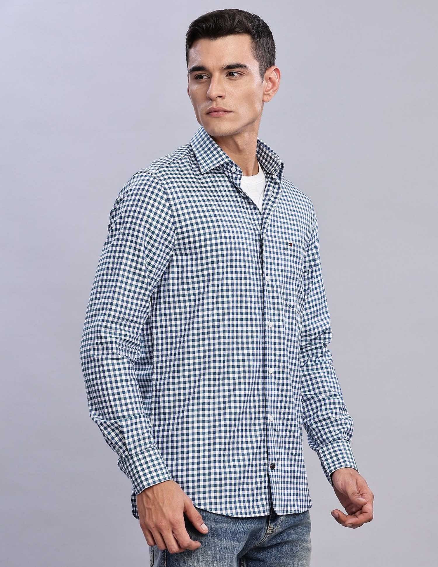Tommy Hilfiger Checked Regular Fit Plain Woven Shirt