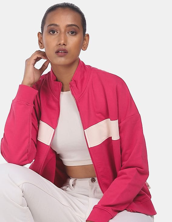 Buy Flying Machine Women Pink High Neck 