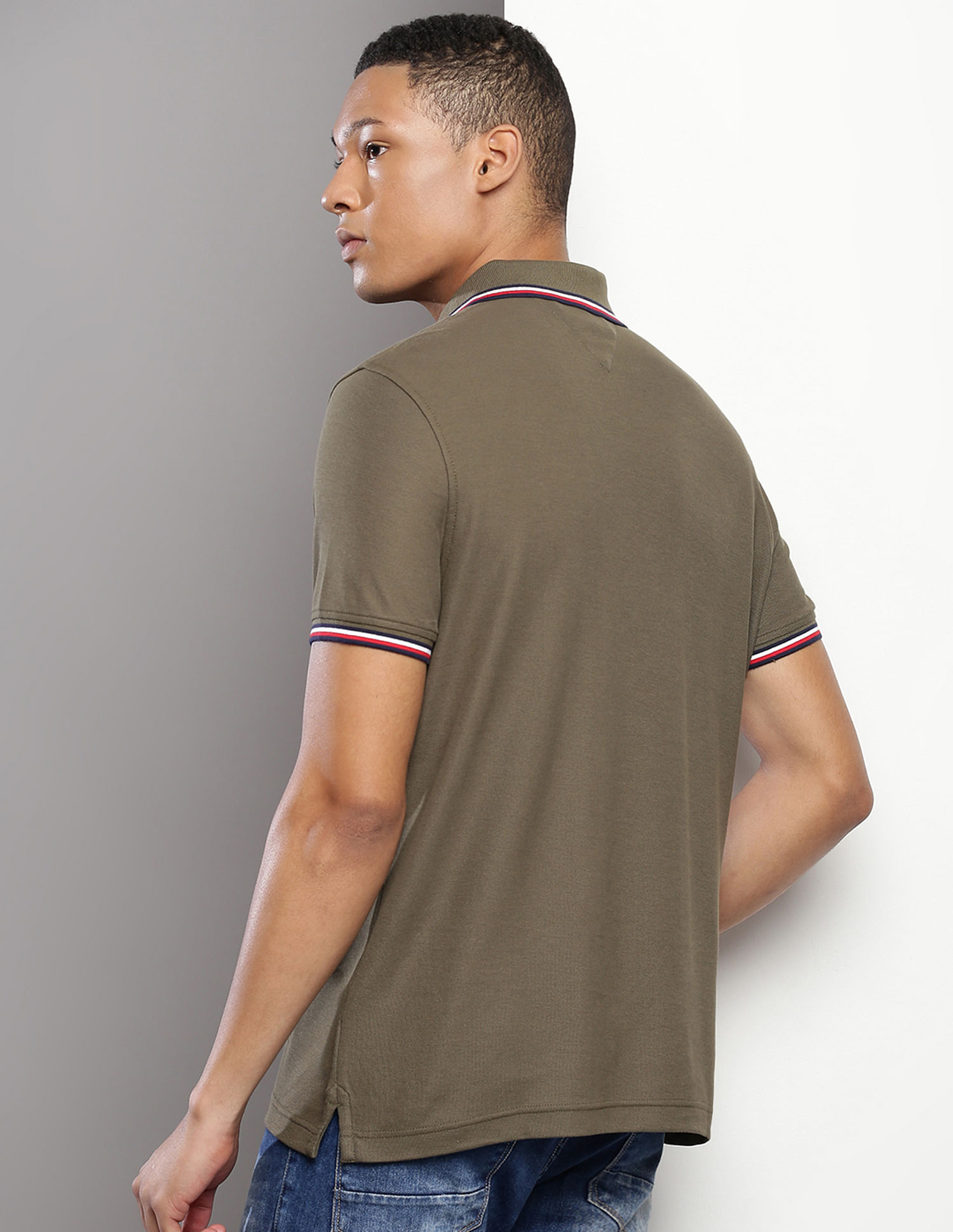 Buy Tommy Hilfiger Striped Collar Logo Polo Shirt - NNNOW.com