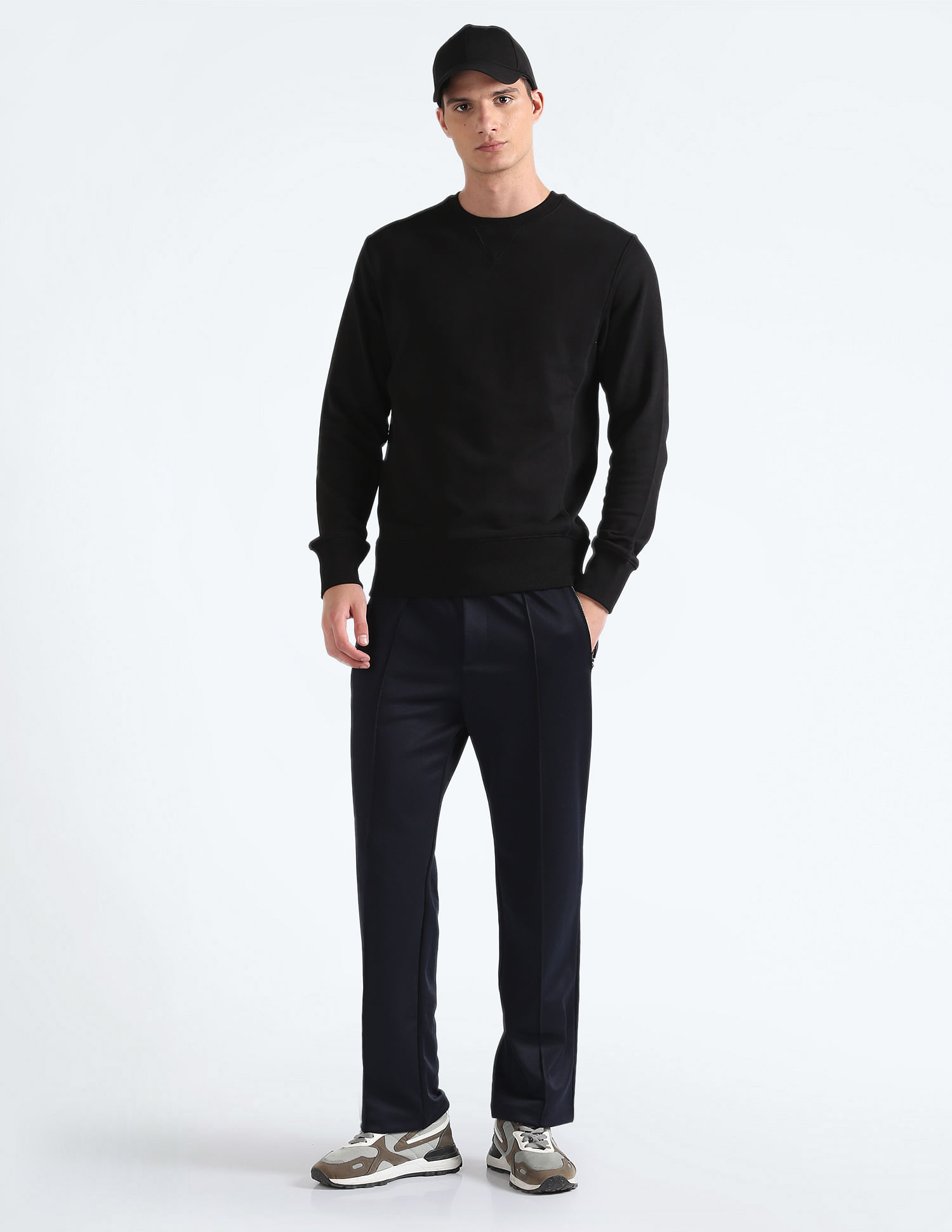 Flying Machine Crew Neck Solid Sweatshirt
