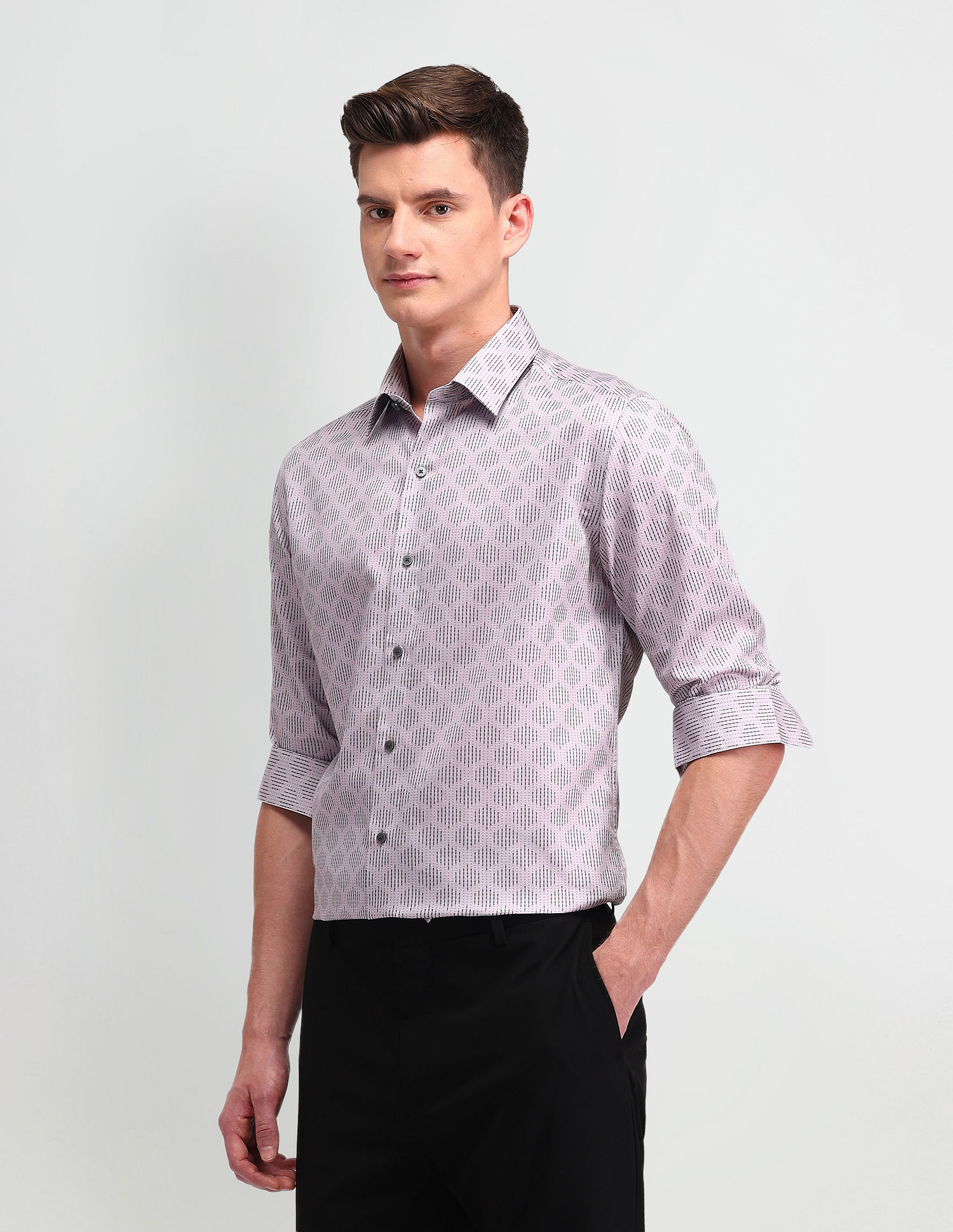 Arrow Newyork Geometric Printed Manhattan Slim Fit Shirt