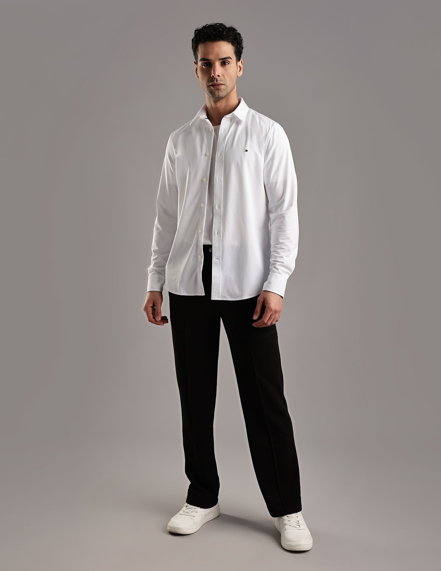 Tommy Hilfiger Solid Slim-Fit Polyester Shirt