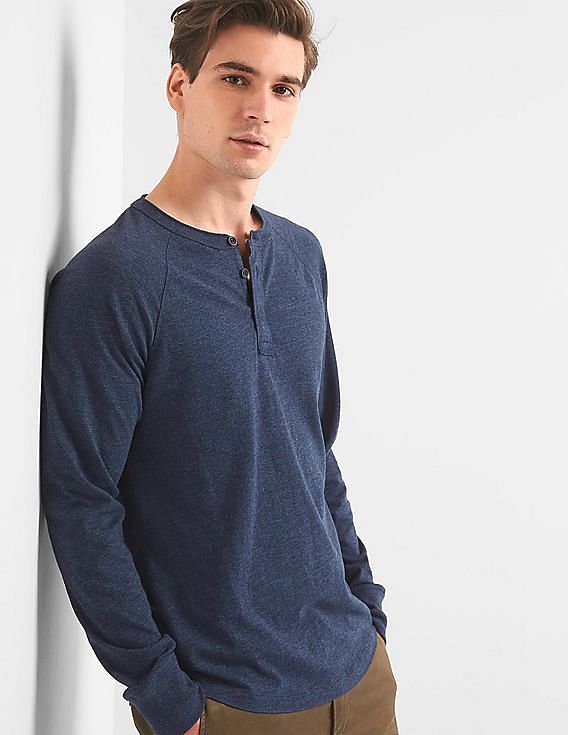 Gap henley long best sale sleeve