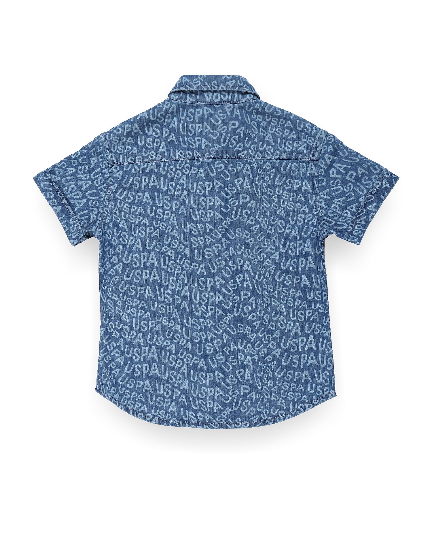 U.S. Polo Assn. Kids Boys All Over Print Chambray Shirt