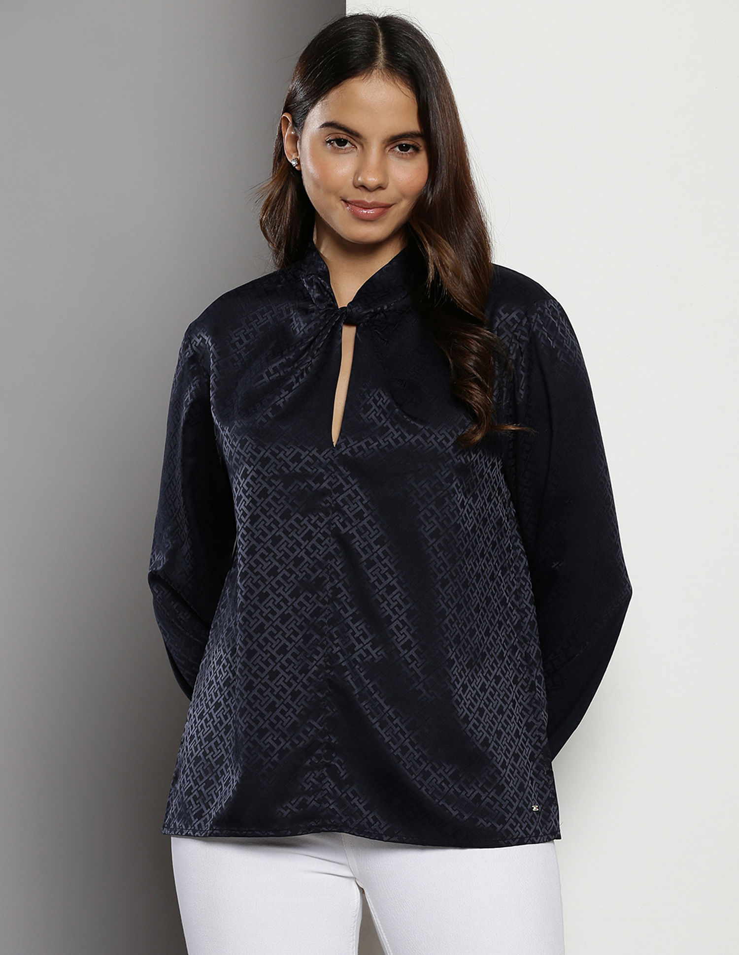 Tommy Hilfiger Jacquard Knot Neck Top