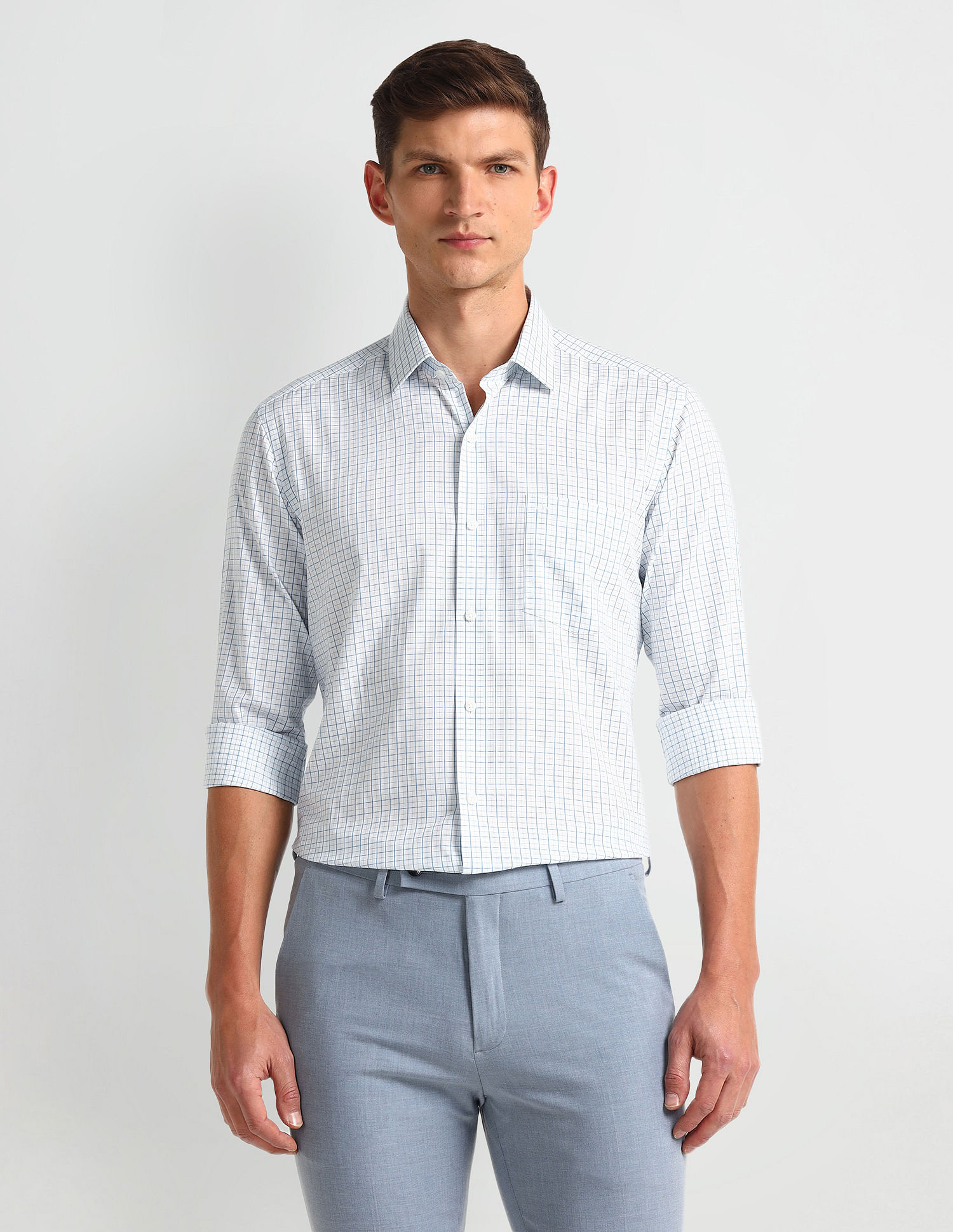 Arrow Manhattan Slim Windowpane Checked Shirt