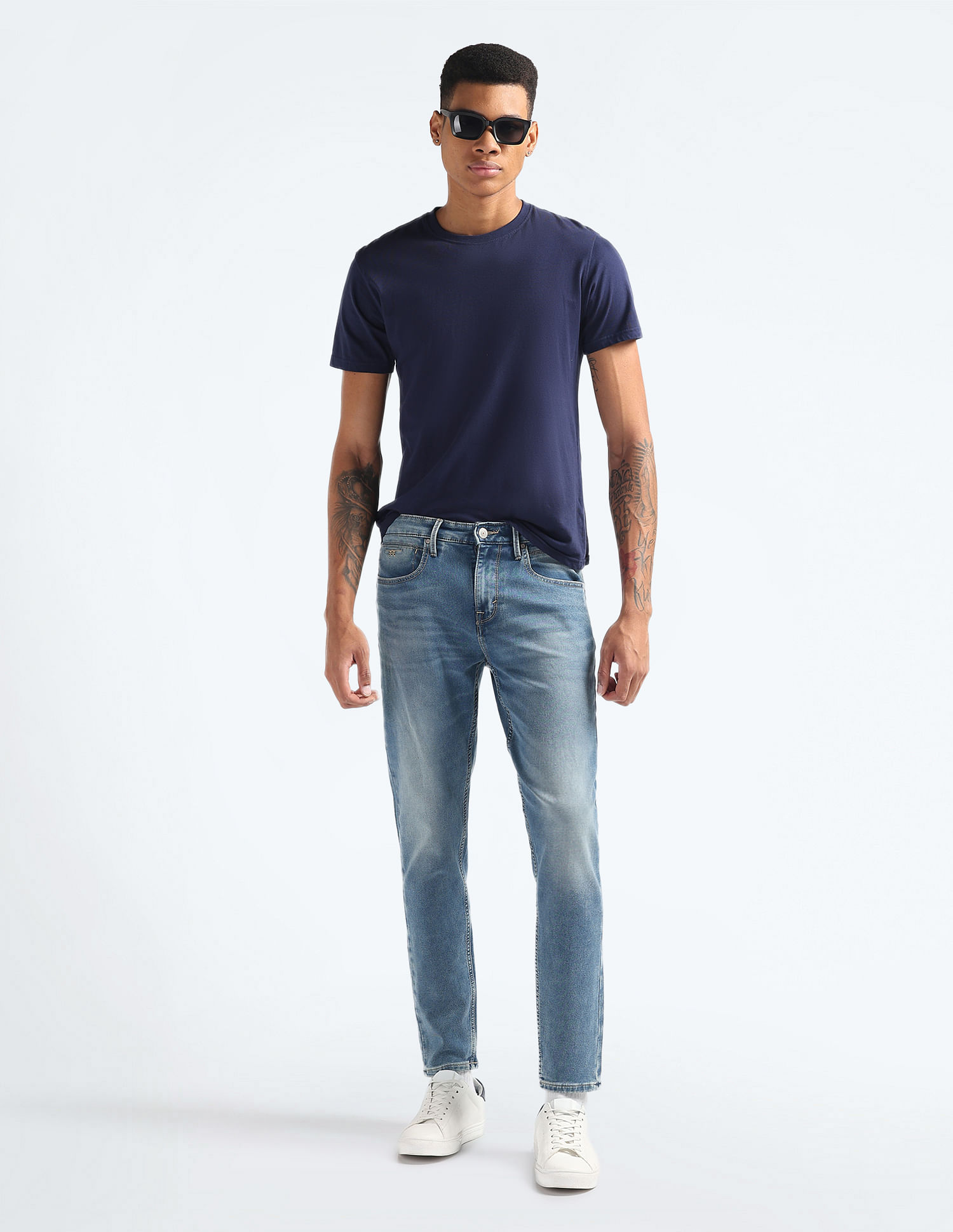 Flying Machine Slash Slim Tapered Stone Wash Jeans