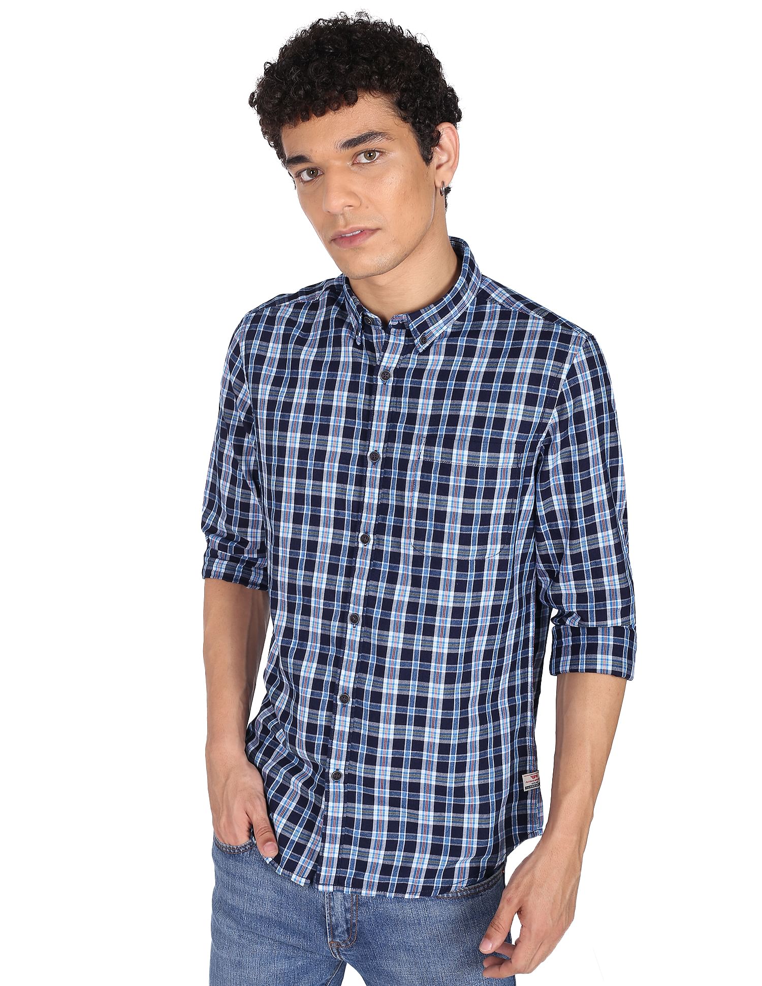 Flying Machine Plaid Check Cotton Shirt