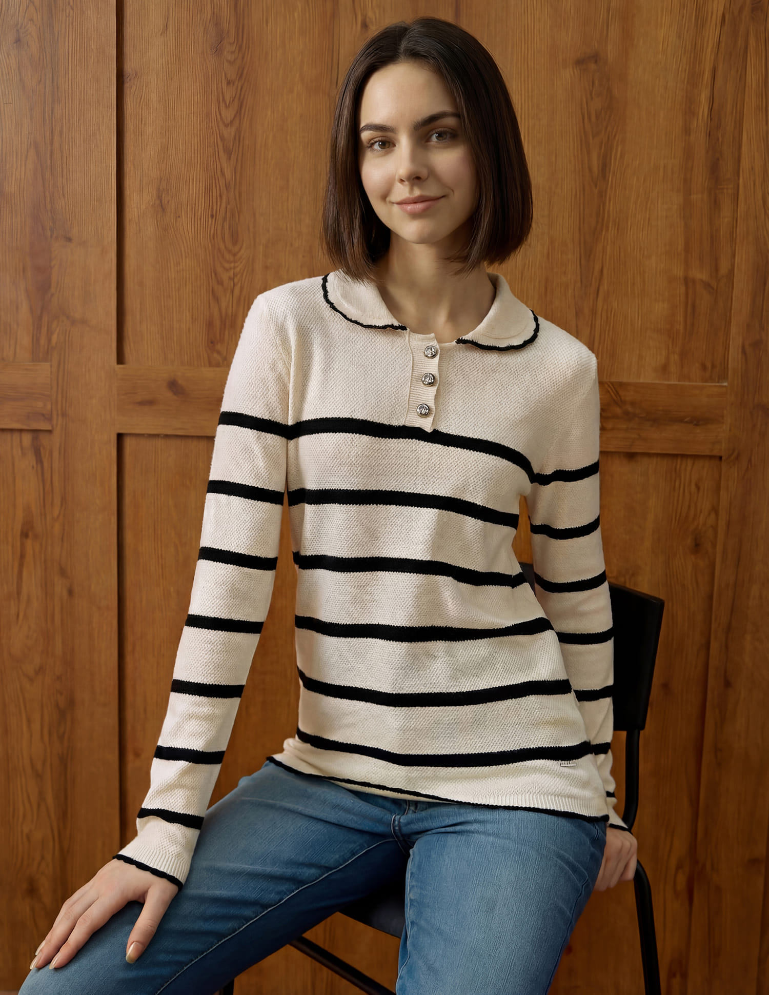 Buy U.S. Polo Assn. Women Horizontal Striped Ribbed Knit Sweater