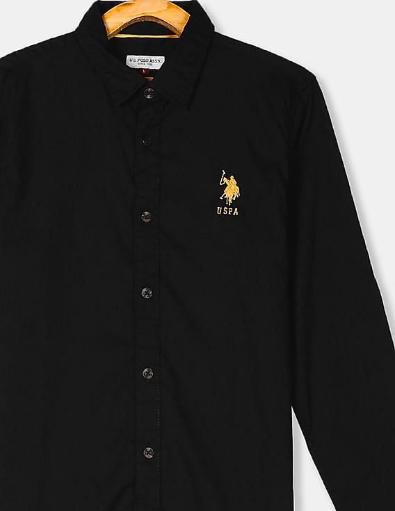 U.S. Polo Assn. Kids Boys Spread Collar Solid Shirt