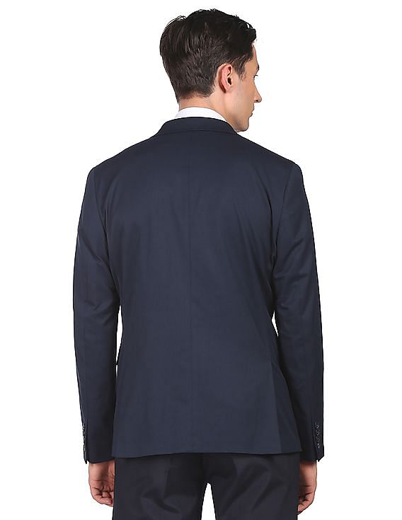 Tommy Hilfiger Men Navy Notch Collar Solid Smart Casual Blazer
