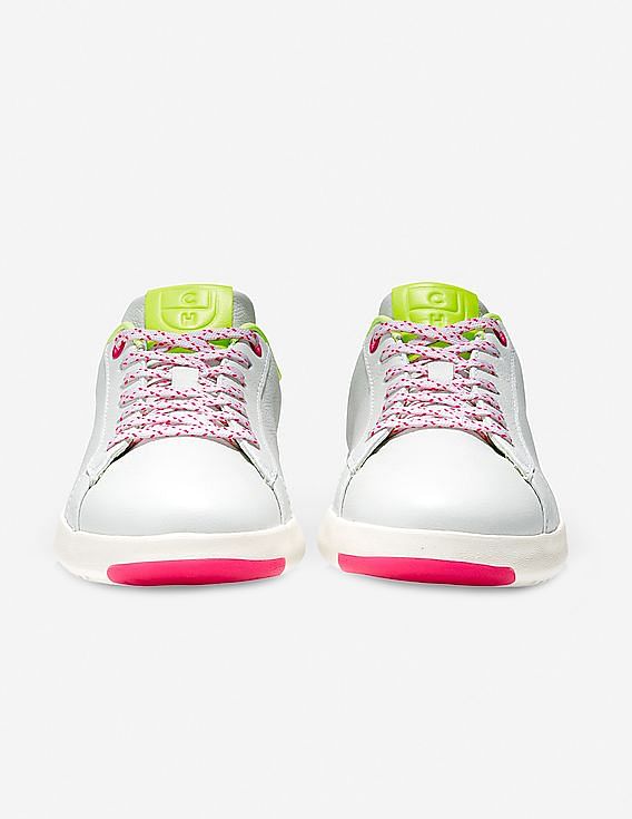 Cole Haan Women Optic White And Pink Glow GrandPrø Tennis Sneakers