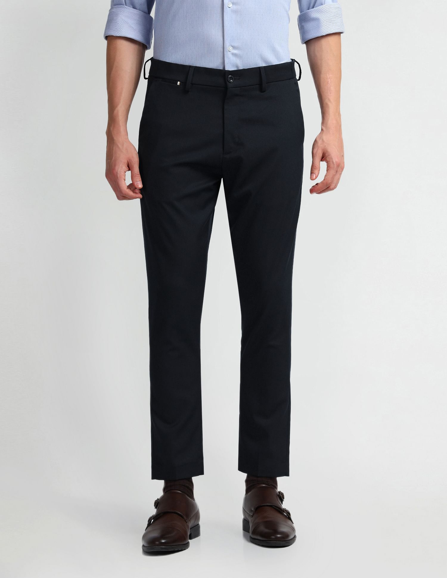 Arrow Newyork Carson Tapered Fit Self Design Trousers