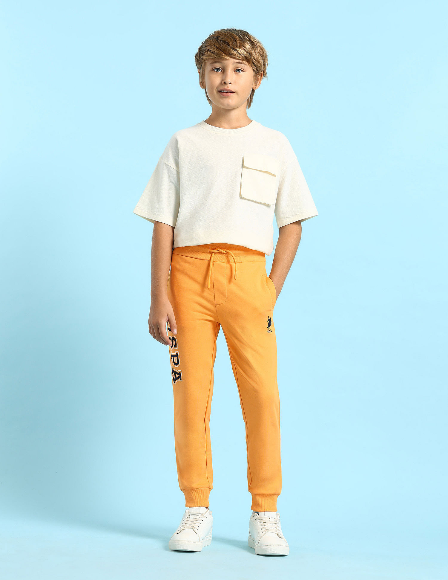 U.S. Polo Assn. Kids Boys Pure Cotton Solid Joggers