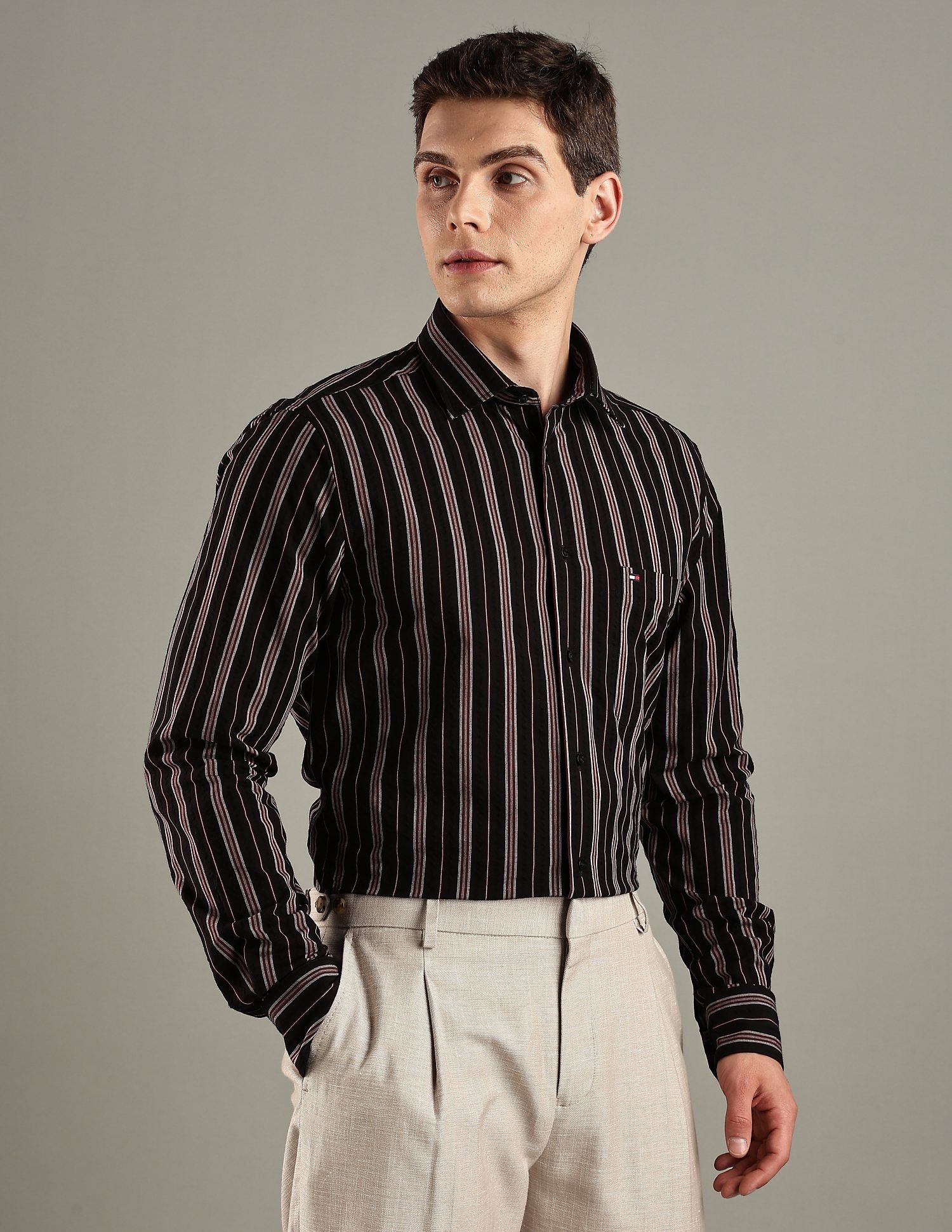 Tommy Hilfiger Striped Slim-Fit Cotton Woven Shirt