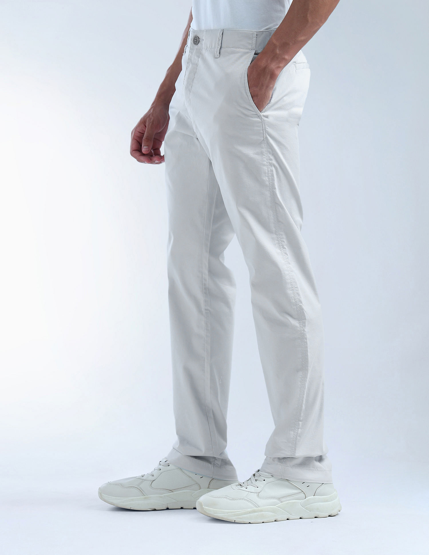Flying Machine F-Jango Straight Fit Solid Twill Trousers