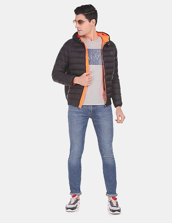 U.S. Polo Assn. Men Black Hood Quilted Puffer Jacket