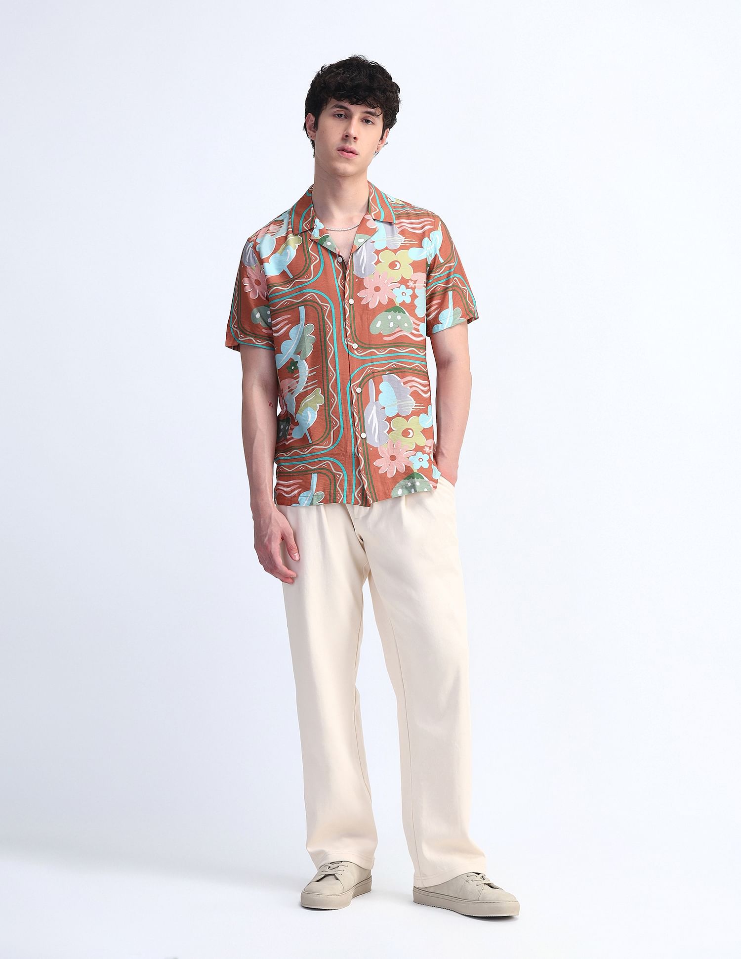 Flying Machine Kiddult Floral Pattern Shirt