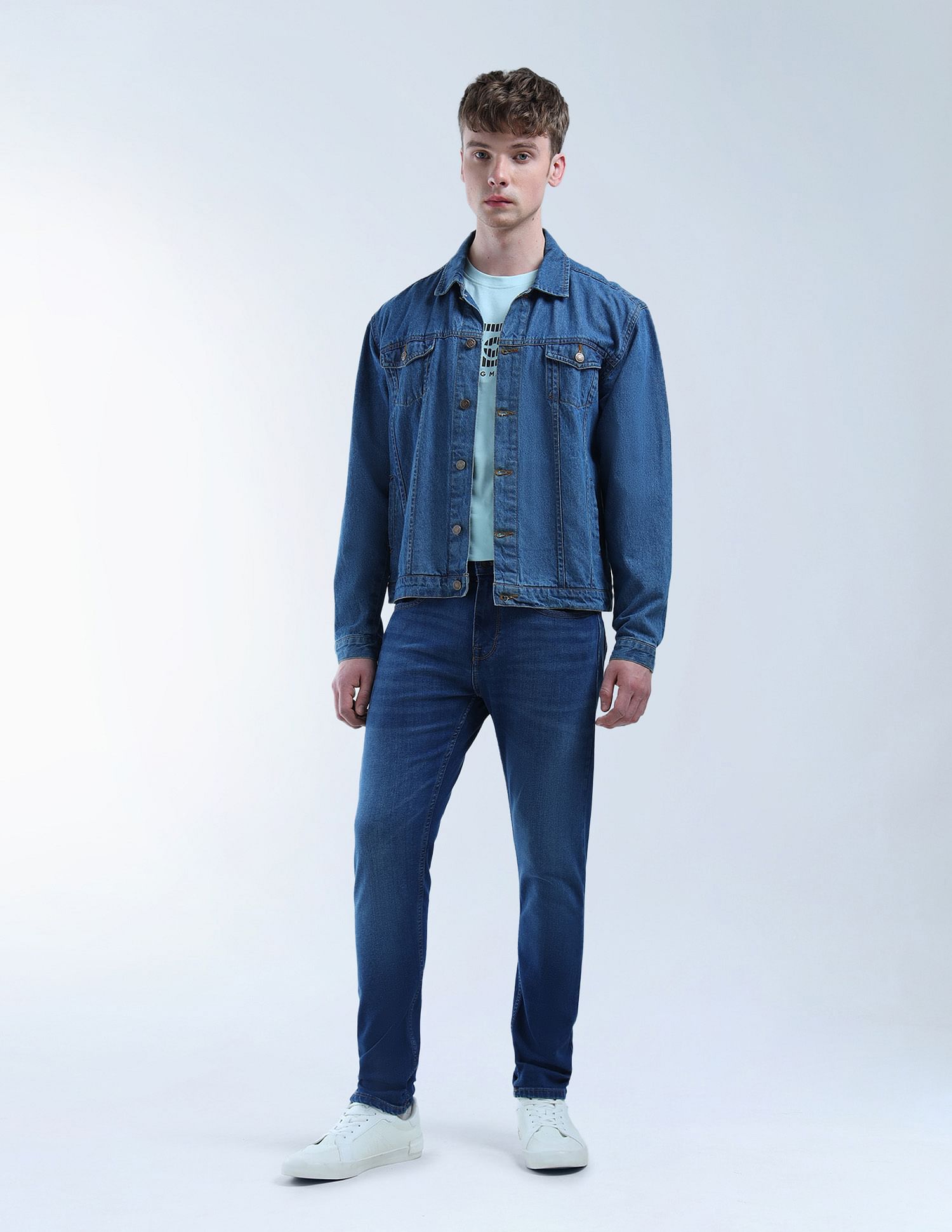 Flying Machine Slash Slim Tapered Fit Light Washed Jeans