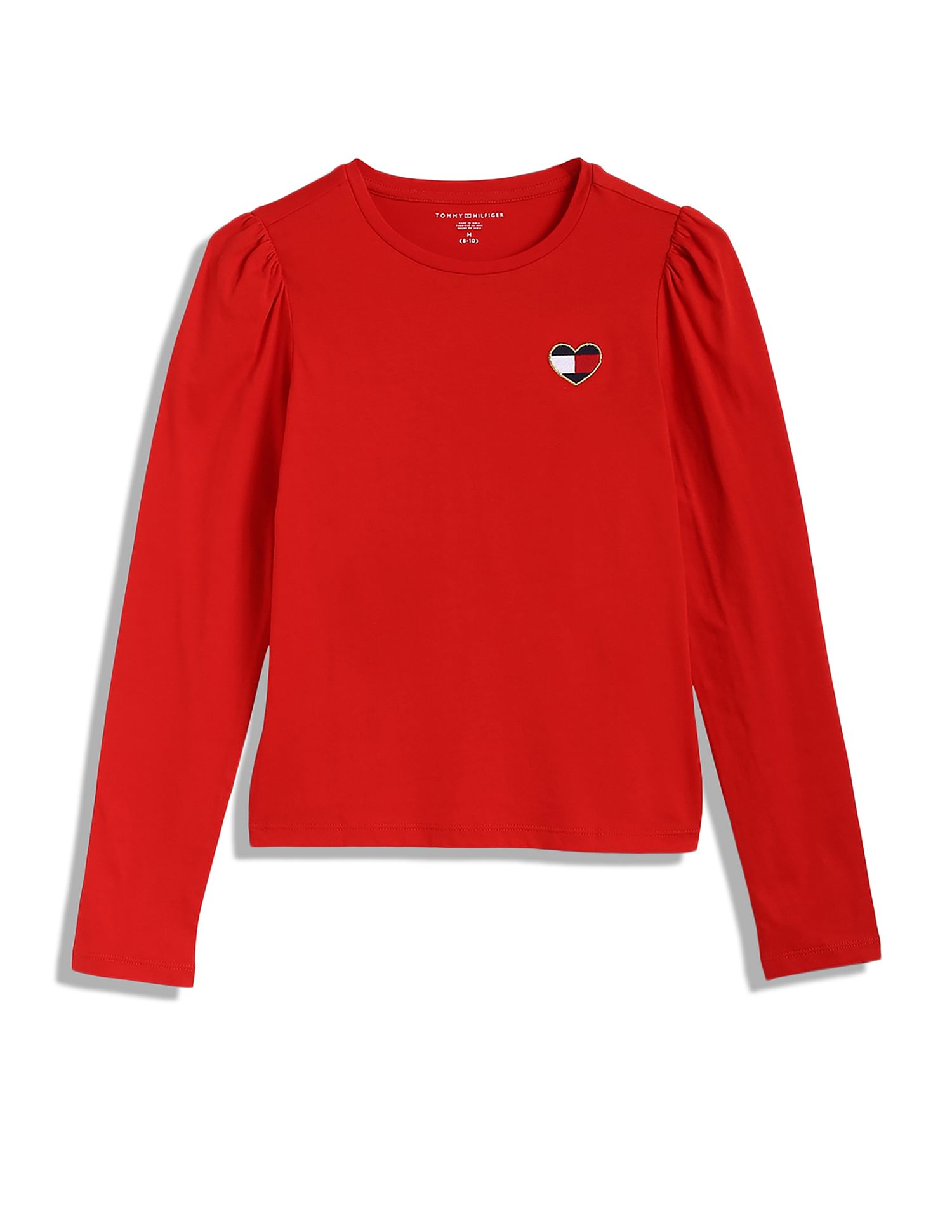 Tommy Hilfiger Kids Girls Puff Shoulder Fashion Cotton T-Shirt