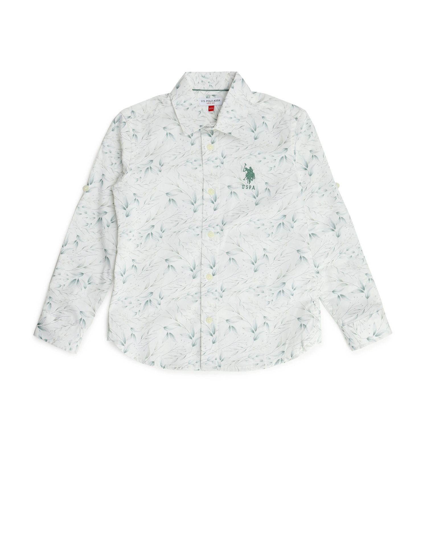 U.S. Polo Assn. Kids Boys Spread Collar Tropical Shirt
