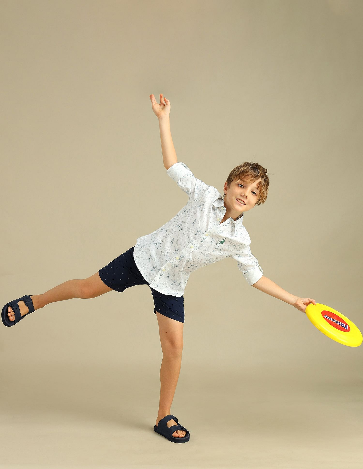 U.S. Polo Assn. Kids Boys Spread Collar Tropical Shirt