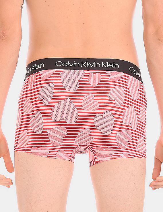 Buy Calvin Klein Underwear Men Pink Allover Heart Print Low Rise Stretch  Trunks 