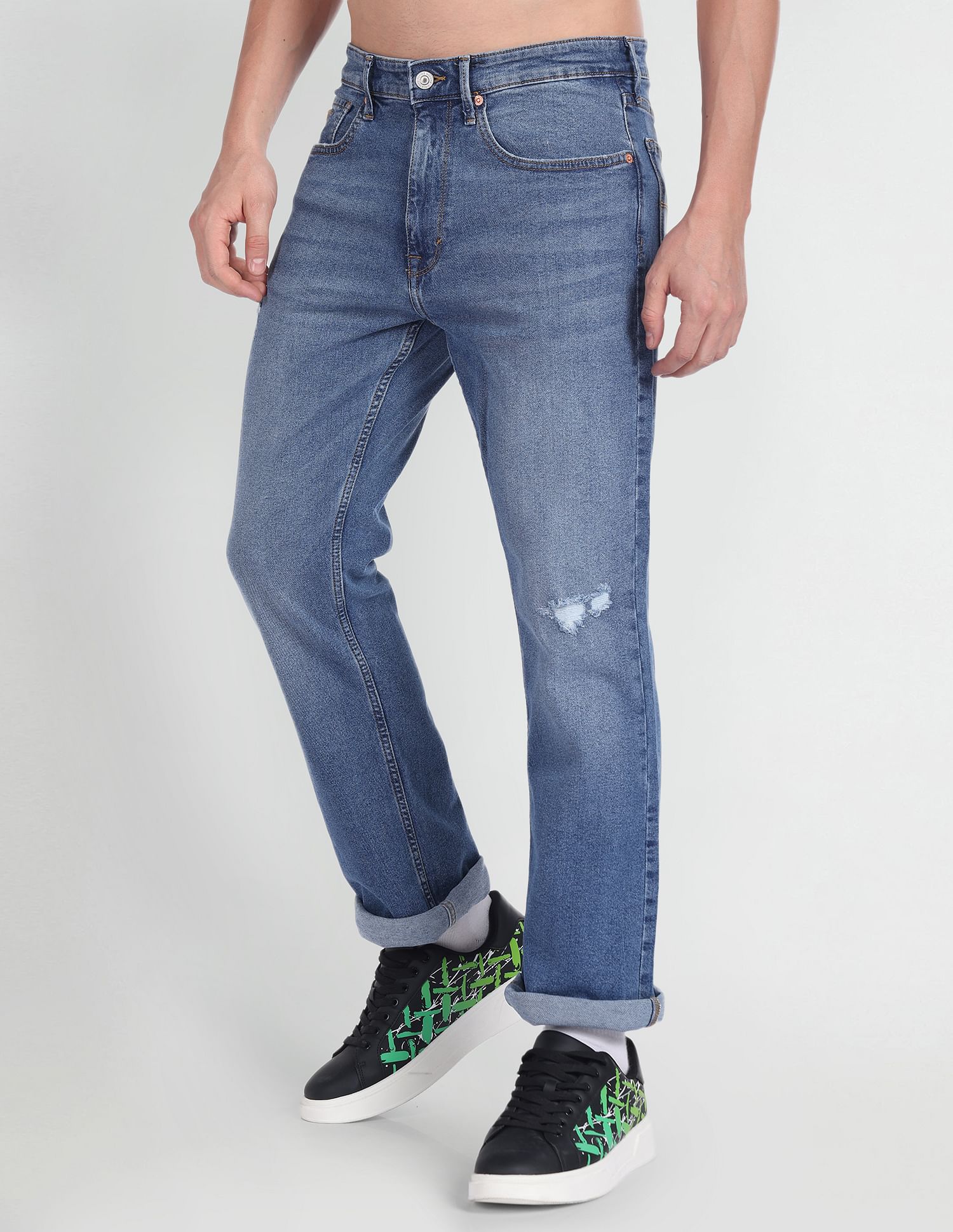 Flying Machine Bruce Bootcut Fit Stone Wash Jeans