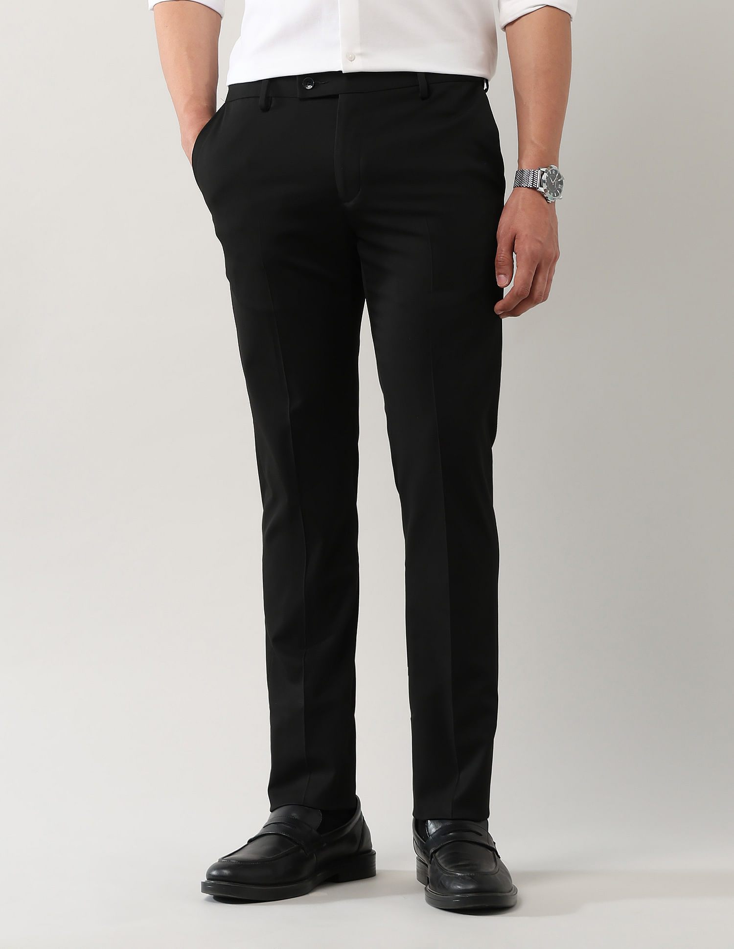 Arrow Regular Fit Solid Trousers