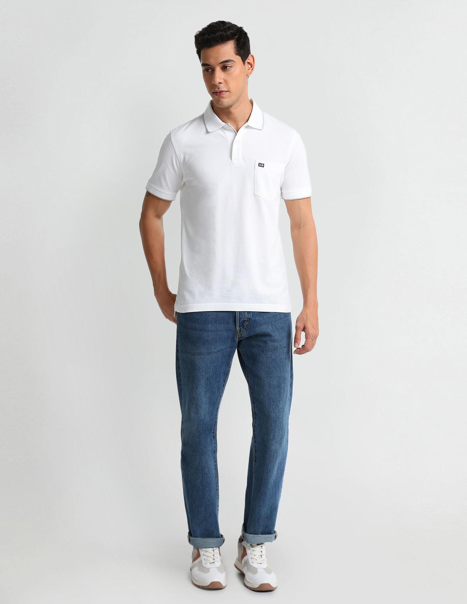 Arrow Sports Tipped Collar Regular Fit Polo Shirt