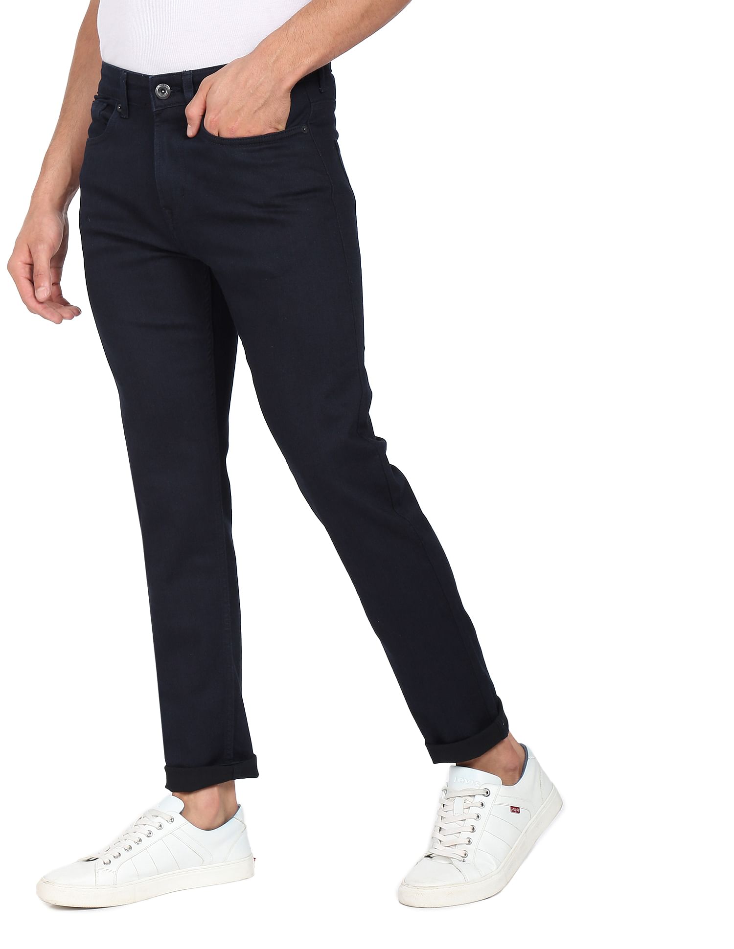 Flying Machine Slash Slim Tapered Fit Jeans