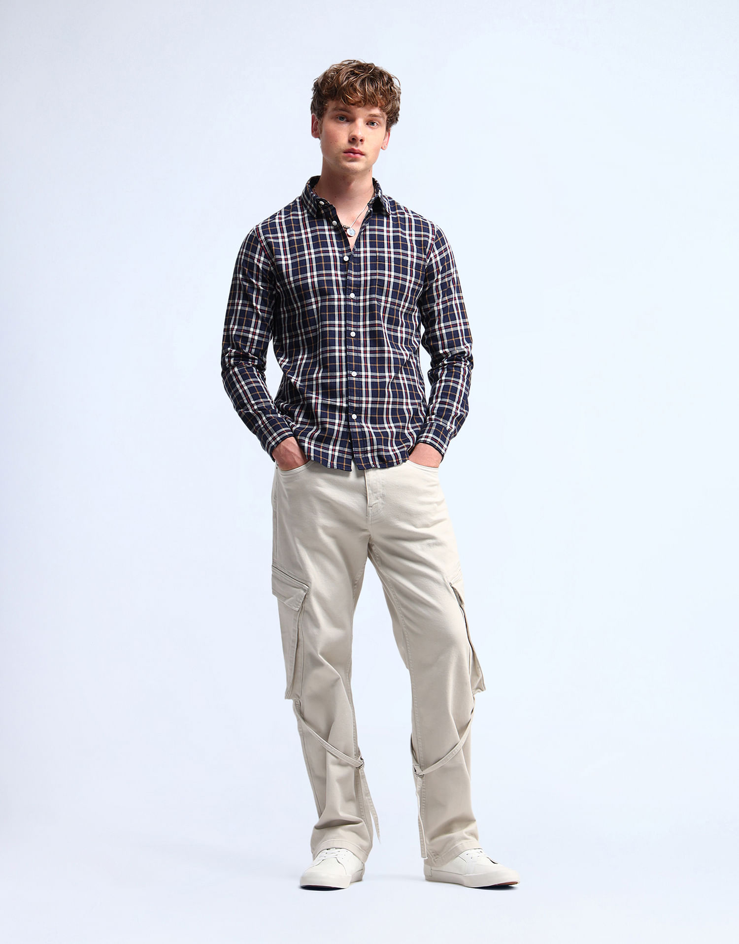 Flying Machine Slim Fit Dobby Checked Shirt