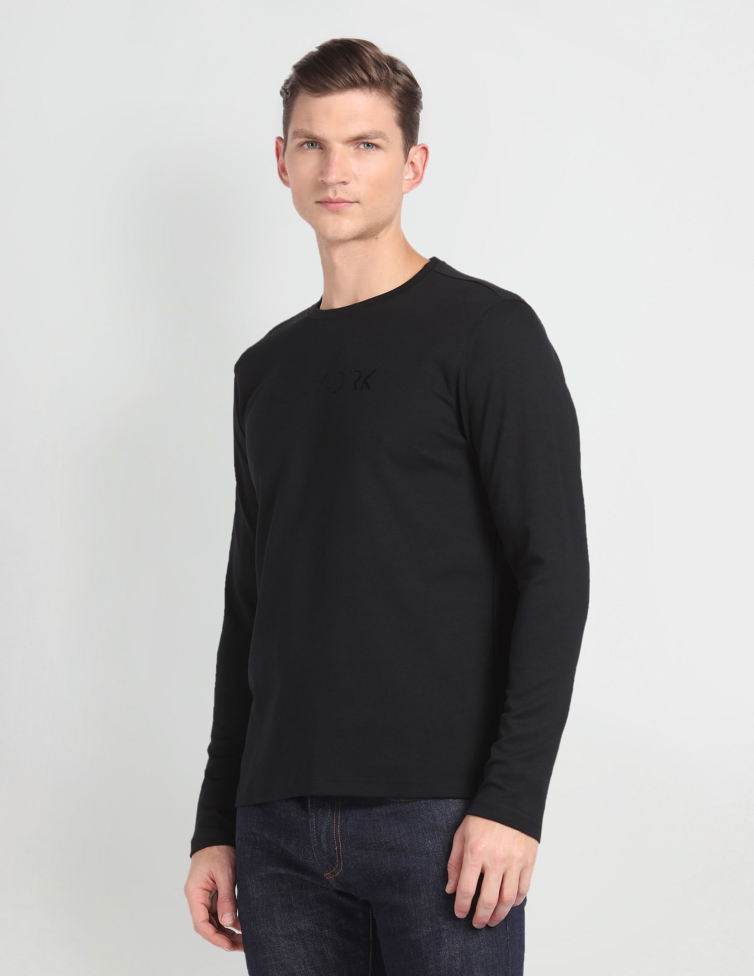 Arrow Newyork Long Sleeve Typographic Print T-Shirt