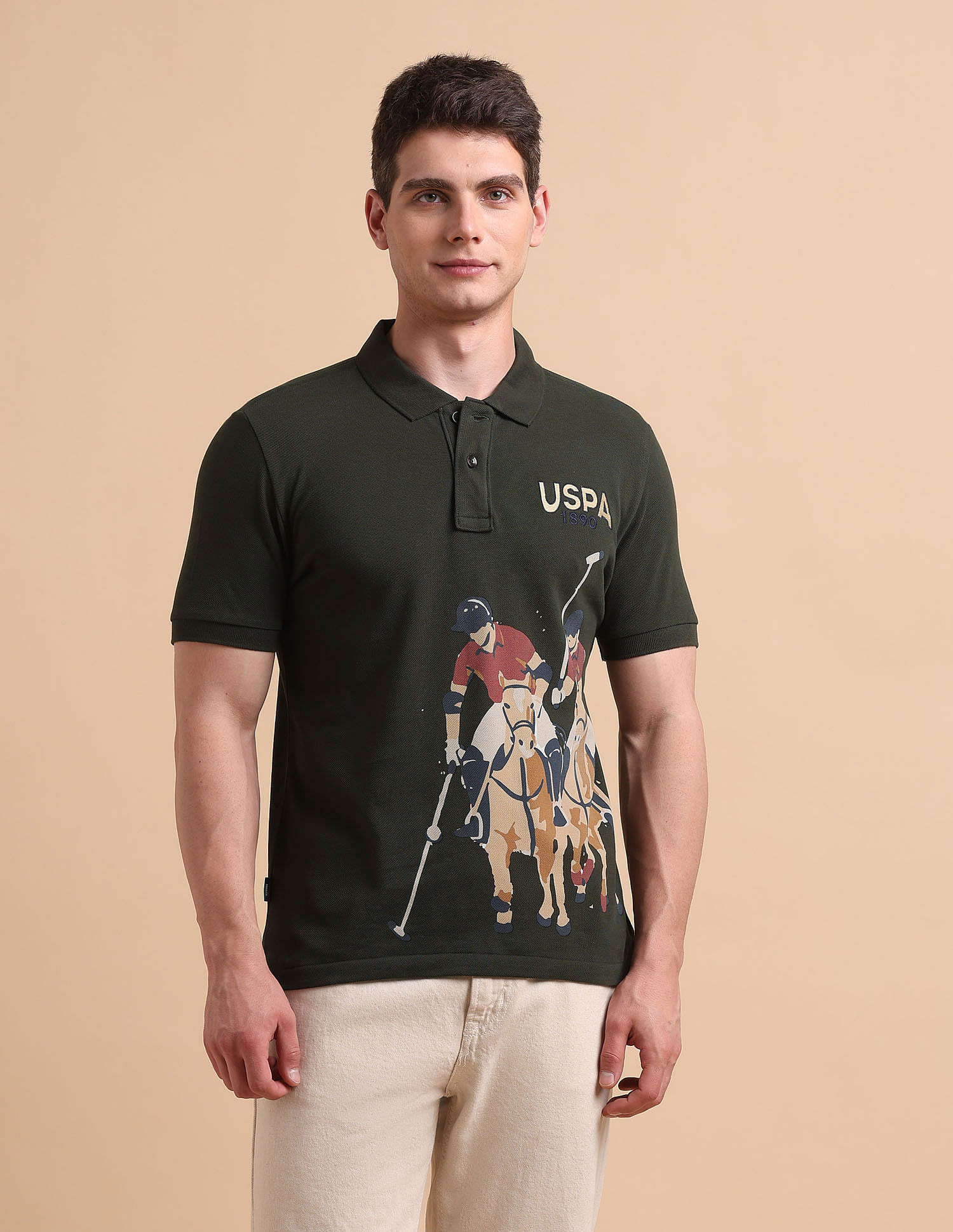 U.S. Polo Assn. Denim Co. Brand Printed Pure Cotton Polo Shirt